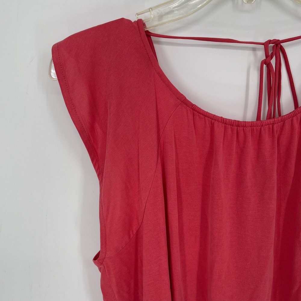 LOFT Women's Pink Ruffle Back Tassel Tie Knit Top Size Large - Picture 2 of 7